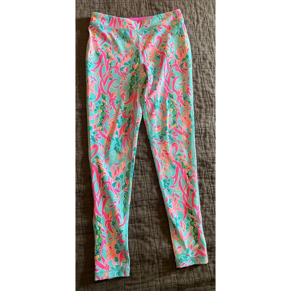 Lilly Pulitzer Luxletic Girls Seaweed Smaba Leggings Size L 8-10